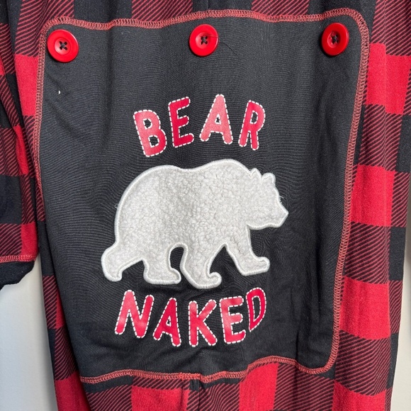 Fammy Jammies Velour Plaid One Piece Button Front Pajamas Medium Polar Bear Butt - Picture 6 of 14